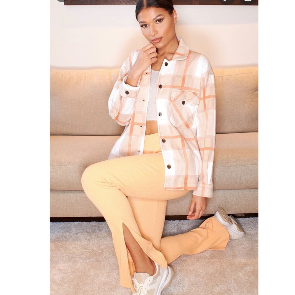 PLT Brown Checked Shacket